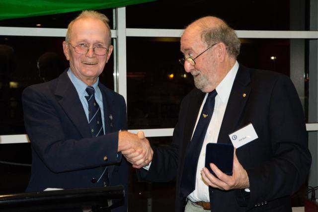 2016 Pat Quilty AM receiving his Phillip Law Medal from Neil Brandie