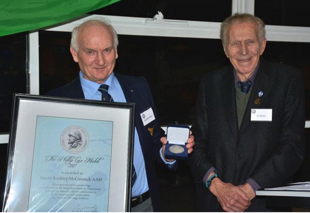 2017 Dave McCormack receiving Phillip Law Medal from Ian Mackie
