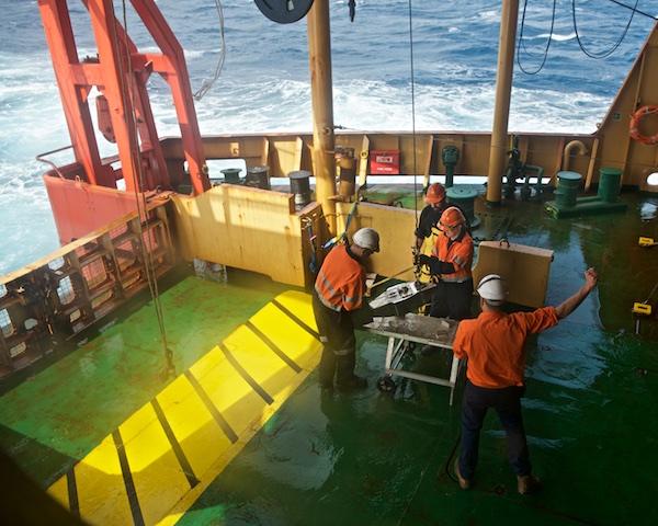 Recovering the continuous plankton recorder on the trawl deck
