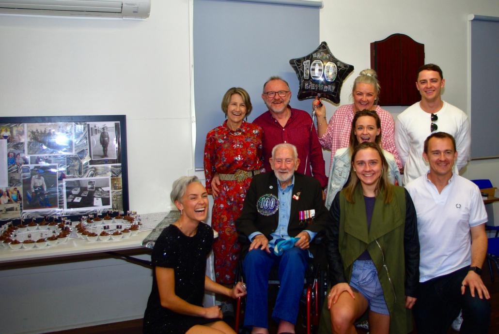 The family. John's six grandchildren received special permission to attend from NSW