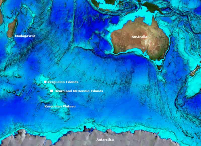 Map showing location of Heard & McDonald Islands © Geoscience Australia