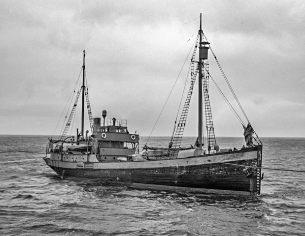 Wyatt Earp anchored off Macquarie Island – March 1948 Wyatt Earp anchored off Macquarie Island - March 1948