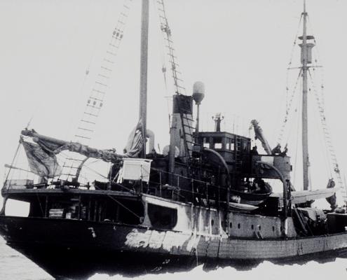 Wyatt Earp moored next to sea ice Summer 1947-48