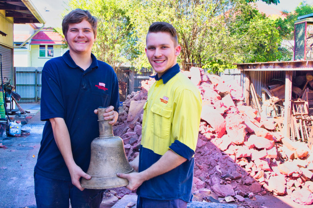 Lachlan Hansen & Calen Simpson, apprentices who crafted the bell RSV Nuyina Bell